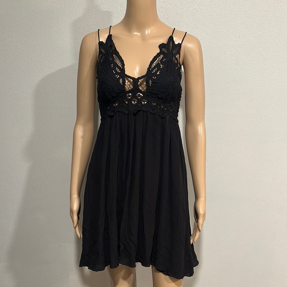 Free People Chic Black Lace Bodice Dress